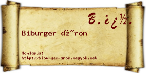 Biburger Áron névjegykártya
