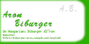 aron biburger business card